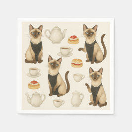 Guardanapo De Papel Cat tendo Tarde Tea Party London Inglaterra