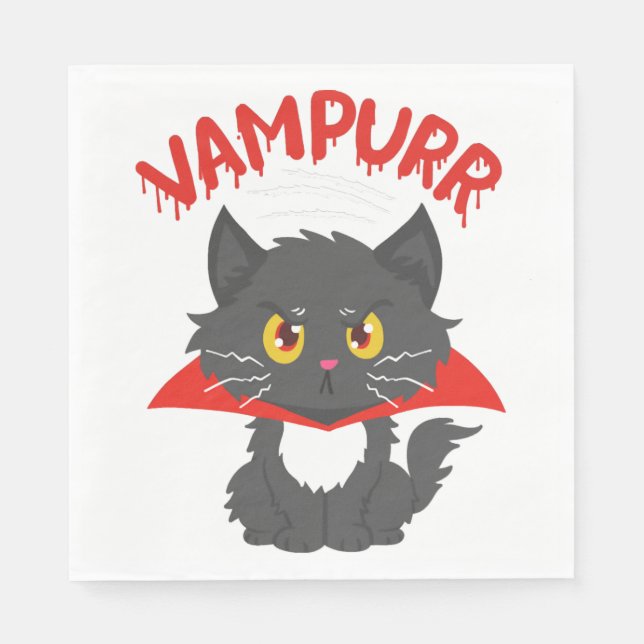 Guardanapo De Papel Cat Vampire Halloween (Frente)
