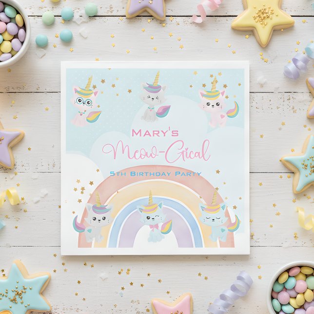 Guardanapo De Papel Caticorn Meow-Gical Birthday (Criador carregado)