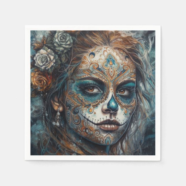 Guardanapo De Papel Catrina Azul (Frente)