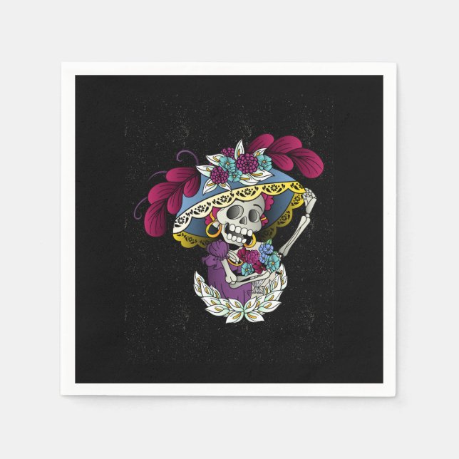 Guardanapo De Papel Catrina mexicana do Vetor (Frente)
