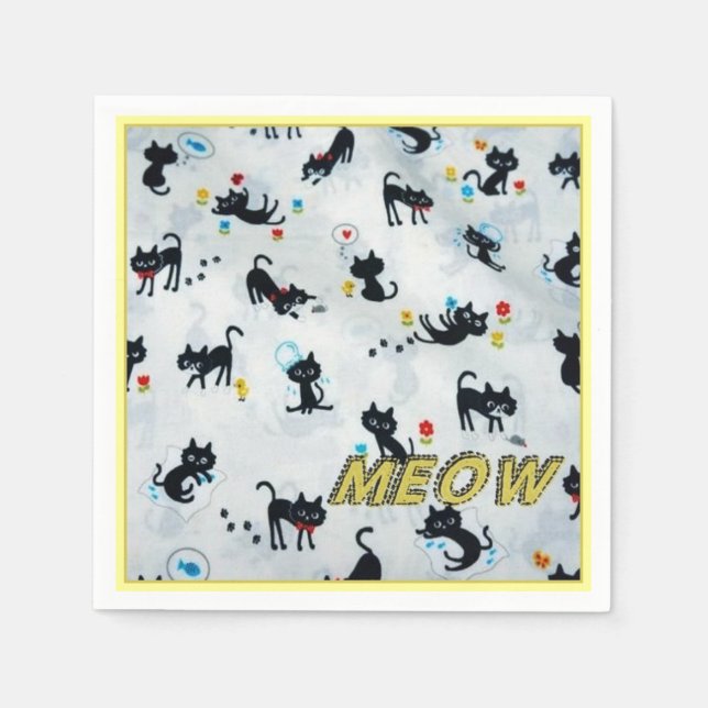 Guardanapo De Papel Cats Meow Kitten Patternos Napkins (Frente)