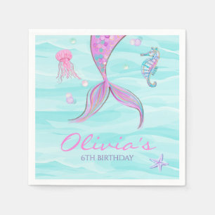 Guardanapo De Papel Cauda de Sereia Debaixo do Mar Aniversário