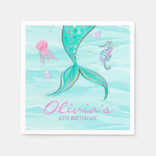 Guardanapo De Papel Cauda de Sereia Debaixo do Mar Aniversário