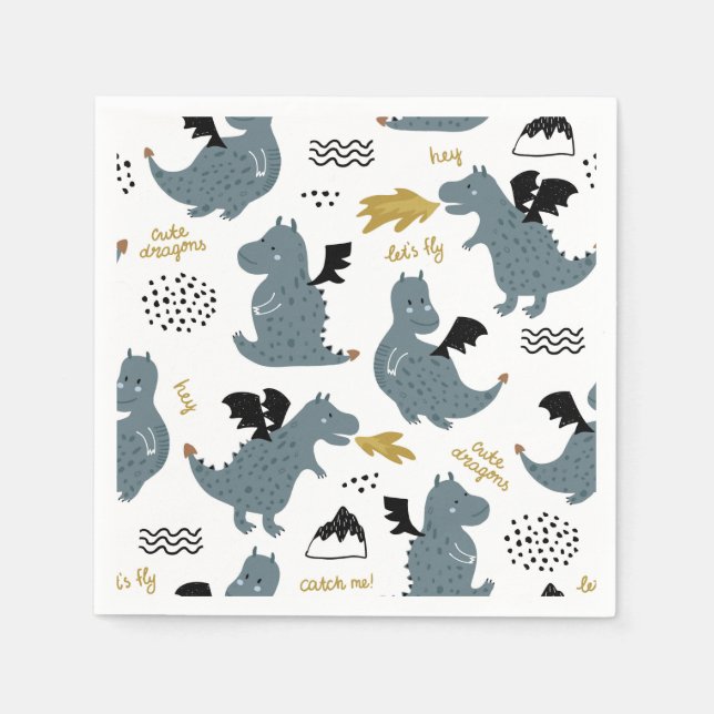 Guardanapo De Papel Cavaleiros e Dragões | Fairytale Festa de aniversá (Frente)