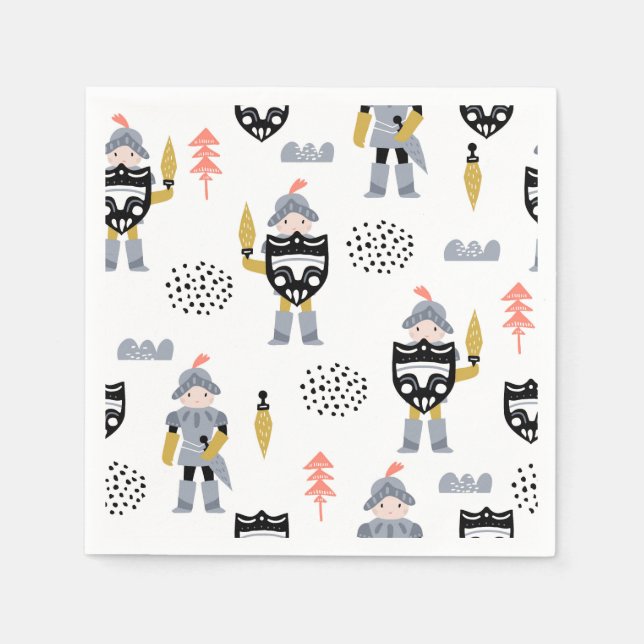 Guardanapo De Papel Cavaleiros e Dragões | Fairytale Festa de aniversá (Frente)