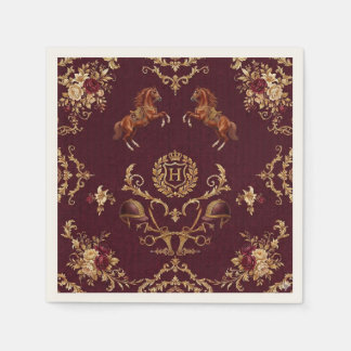 Guardanapo De Papel Cavalgada de Luxo Burgundy e Dourado