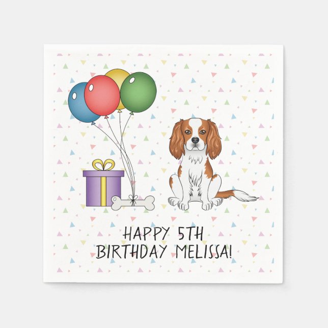 Guardanapo De Papel Cavalier King Charles Spaniel Blenheim - Aniversár (Frente)