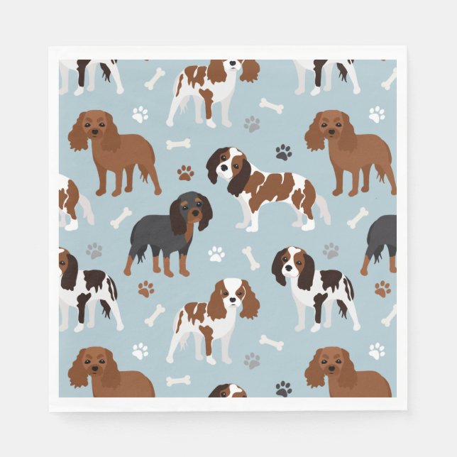 Guardanapo De Papel Cavalier King Charles Spaniel Paws e Bones (Frente)