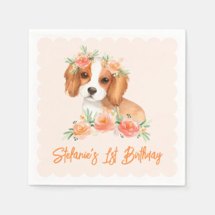 Guardanapo De Papel Cavalier King Charles Spaniel Peach Aniversário