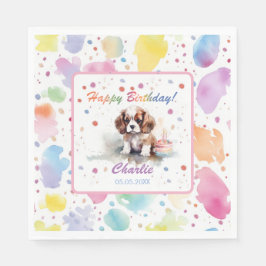 Guardanapo De Papel Cavalier King Charles Spaniel Watercolor Napkins