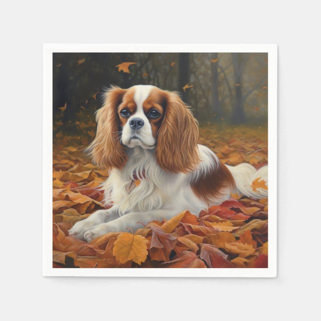 Guardanapo De Papel Cavalier King no outono deixa cair inspiração (Frente)