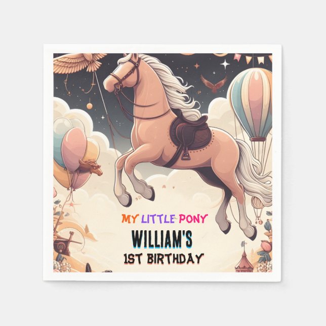 Guardanapo De Papel cavalo bonito meu pequeno pônei primeiro primeiro  (Frente)