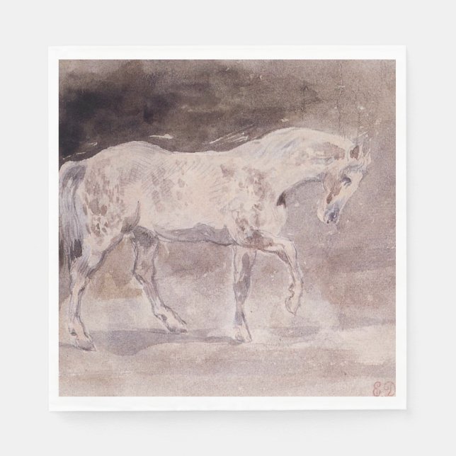 Guardanapo De Papel Cavalo Branco (por Eugene Delacroix) (Frente)