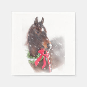 Guardanapo De Papel Cavalo de Natal em Neve