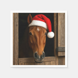 Guardanapo De Papel Cavalo de Natal na Janela do Estábulo
