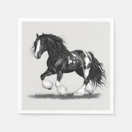 Guardanapo De Papel Cavalo de Vanner cigano monocromático