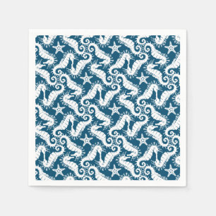Guardanapo De Papel Cavalo-do-mar e Starfish - Padrão de Sealife Azul
