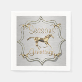 Guardanapo De Papel Cavalo Dourado Ocidental No Feriado De Prata