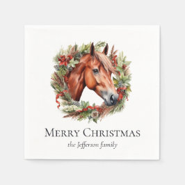 Guardanapo De Papel Cavalo Elegante e Terra Feliz Natal Napkins