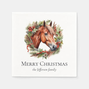 Guardanapo De Papel Cavalo Elegante e Terra Feliz Natal Napkins