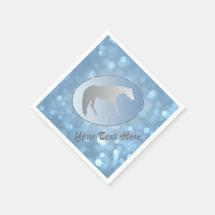 Guardanapo De Papel Cavalo ocidental de prata do prazer em Brokeh azul