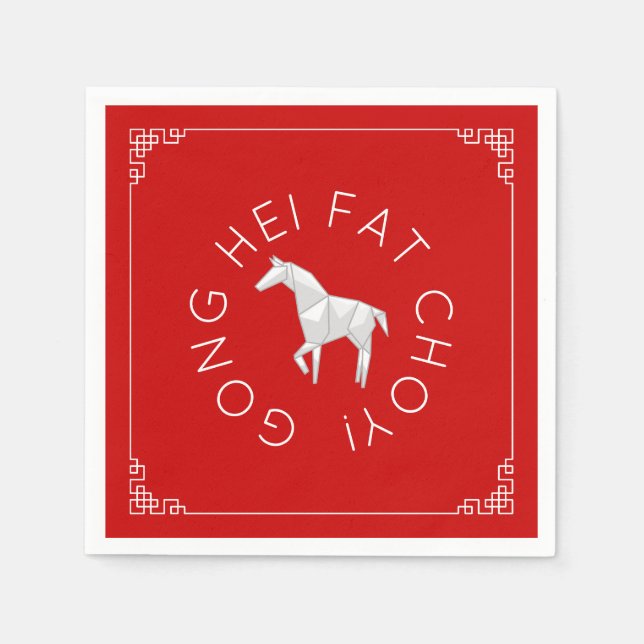 Guardanapo De Papel Cavalo Origami de Ano Novo Chinês (Frente)