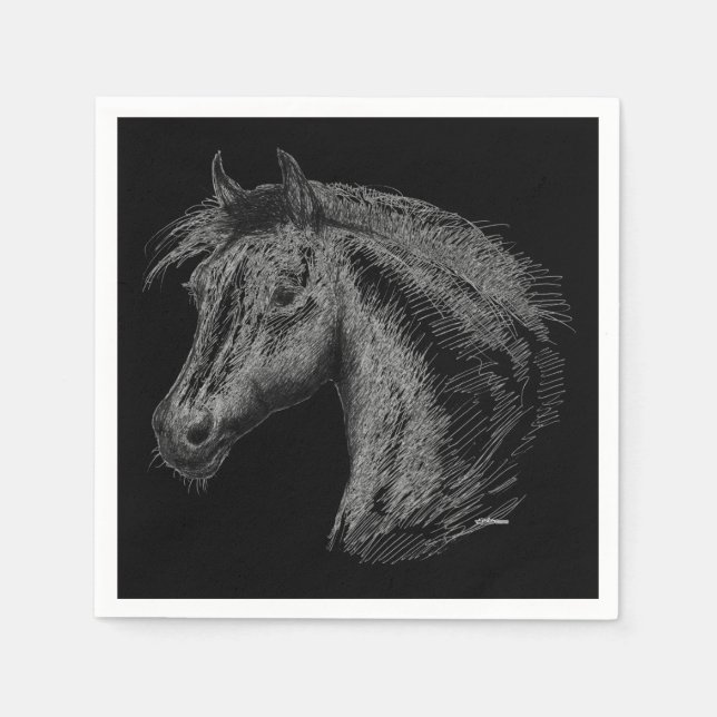 Guardanapo De Papel Cavalo: Preto (Frente)