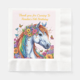 Guardanapo De Papel Cavalo Whimsso Rainbow Floral Equestre Aniversário