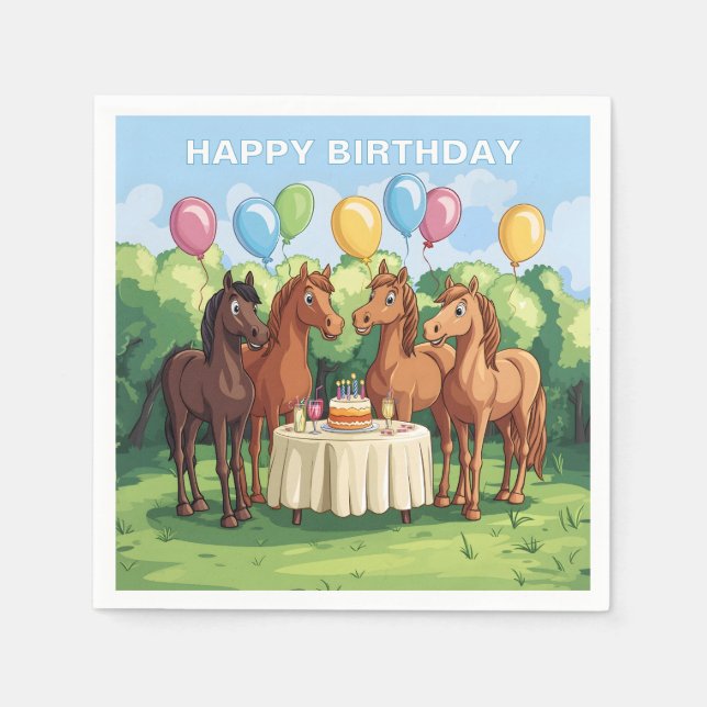 Guardanapo De Papel Cavalos Aniversário (Frente)