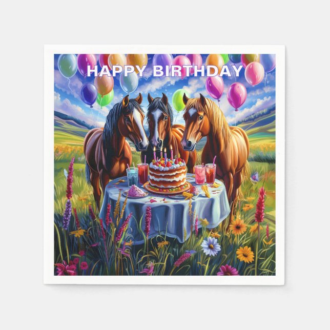 Guardanapo De Papel Cavalos Aniversário (Frente)