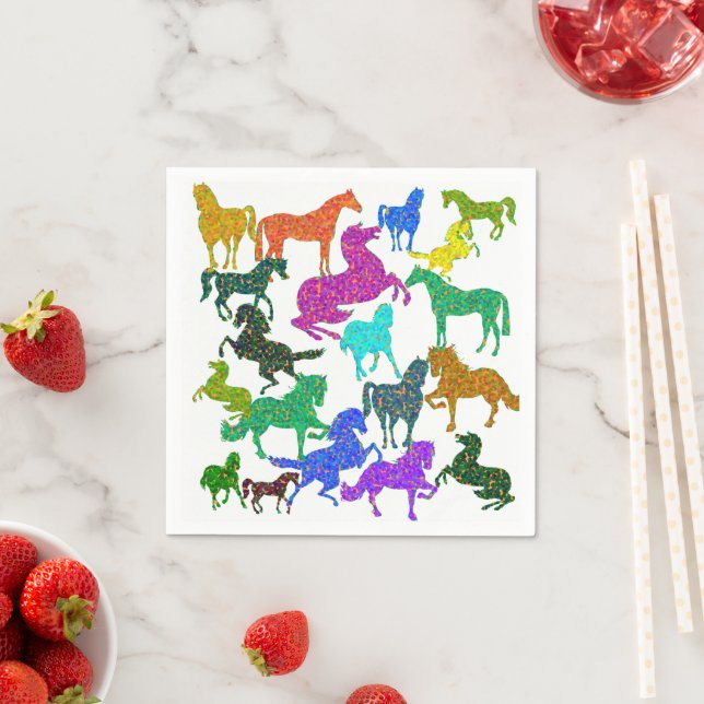Guardanapo De Papel Cavalos Arco-Íris - "Dotty sobre Cavalos!" (Insitu)