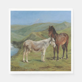 Guardanapo De Papel Cavalos de Cinza clara num campo (Equine Fazenda A