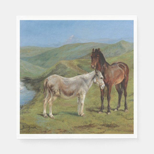 Guardanapo De Papel Cavalos de Cinza clara num campo (Equine Fazenda A (Frente)