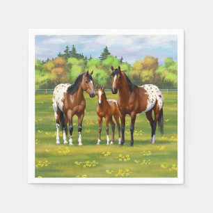 Guardanapo De Papel Cavalos De Marrom Da Baía Appaloosa Em Pastagem D
