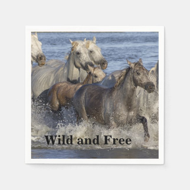 Guardanapo De Papel Cavalos galopando na água (Frente)