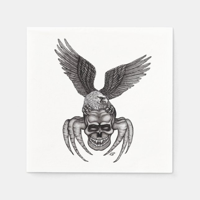 Guardanapo De Papel Caveira-aranha com águia (Frente)