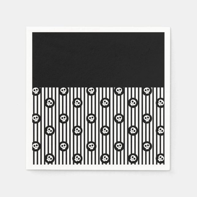 Guardanapo De Papel Caveira Branca, Negra e Cascas Brancas Halloween (Frente)