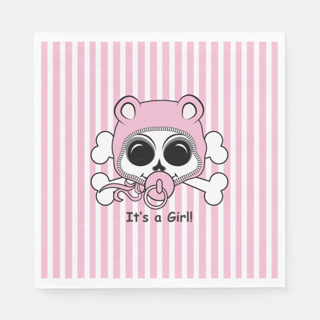 Guardanapo De Papel Caveira de Bebê Menina Fofa (Frente)
