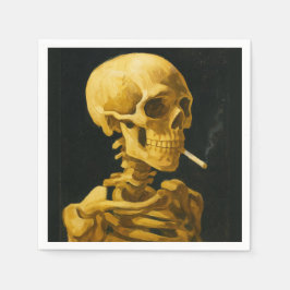 Guardanapo De Papel Caveira Dourada Fumando – Única Inspirada em Van G