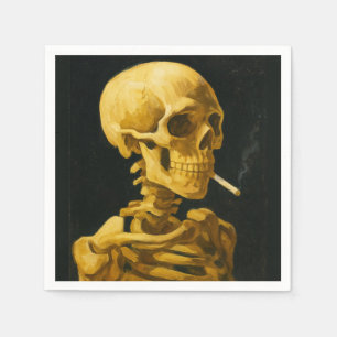 Guardanapo De Papel Caveira Dourada Fumando – Única Inspirada em Van G