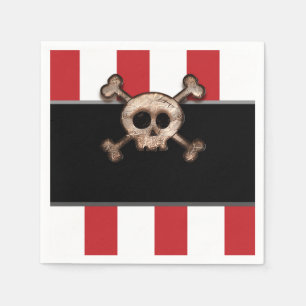Guardanapo De Papel Caveira e Ossos Cruzados de Pirata Festa de Aniver