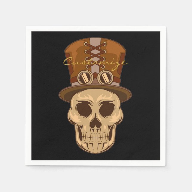 Guardanapo De Papel Caveira Steampunk em Top Hat Thunder_Cove (Frente)