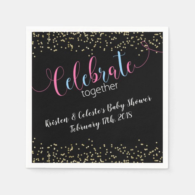 Guardanapo De Papel Celebração conjunta de amigos do bebê Chalkboard (Frente)