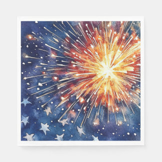 Guardanapo De Papel Celebração da América. Estrelas e fogos de artifíc
