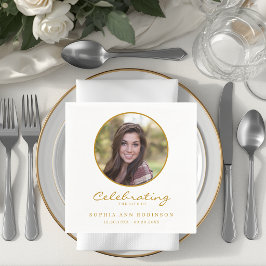Guardanapo De Papel Celebração da Foto da Vida em Script Dourado Funer