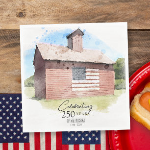Guardanapo De Papel Celebração de 4 de Julho Red Barn 250 Anos de Amer