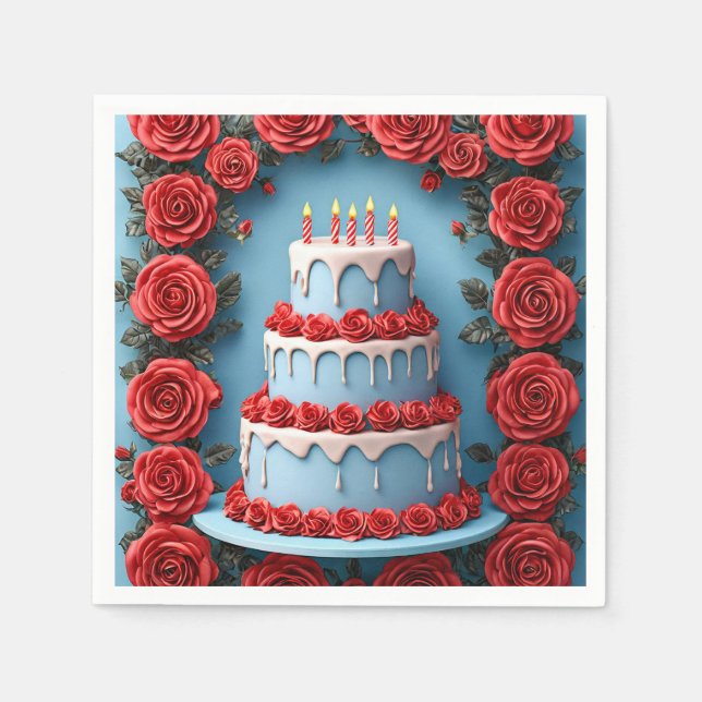 Guardanapo De Papel Celebração De Aniversário Com Bolo De Candelite (Frente)