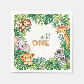 Guardanapo De Papel Celebração de Aniversário de Um Ano dos Animais da
