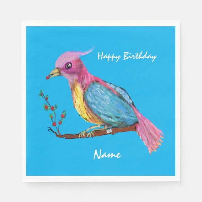 Guardanapo De Papel Celebração de Aniversário do Pássaro do Paraíso (Frente)